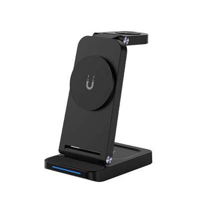 S90-3 3-in-1 Magnetic Folding Wireless Charger Phone Earphone Watch Fast Charging Stand(Black) - Wireless Charger by buy2fix | Online Shopping UK | buy2fix
