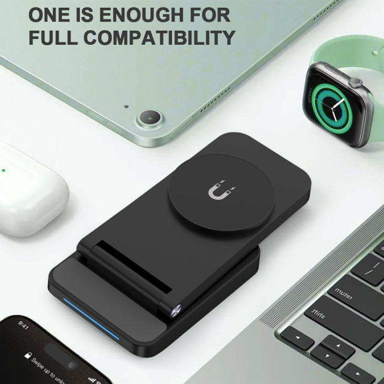 S90-3 3-in-1 Magnetic Folding Wireless Charger Phone Earphone Watch Fast Charging Stand(White) - Wireless Charger by buy2fix | Online Shopping UK | buy2fix