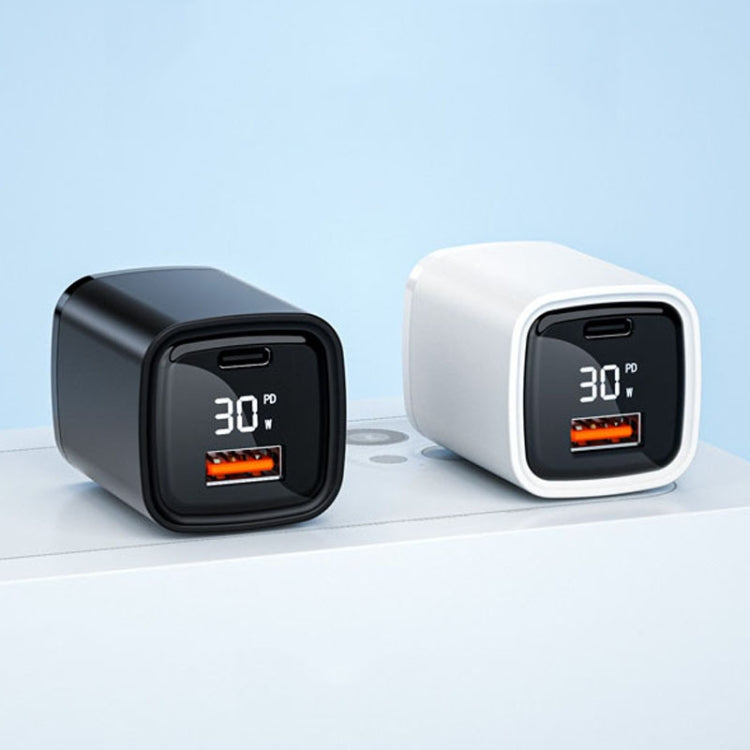 CYKE K02 30W PD+QC3.0 Mobile Phone Digital Display Fast Charger, Plug: US(Black) - USB Charger by CYKE | Online Shopping UK | buy2fix