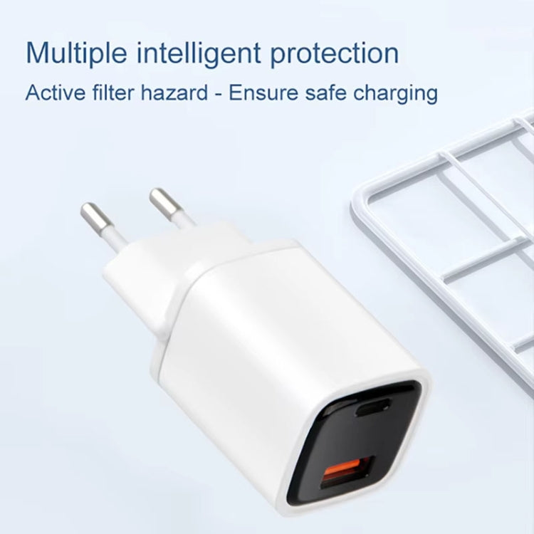 CYKE K02 30W PD+QC3.0 Mobile Phone Digital Display Fast Charger, Plug: EU(White) - USB Charger by CYKE | Online Shopping UK | buy2fix