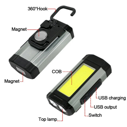 E-SMARTER K011 USB Rechargeable Repair Light With Magnet COB Strong Light Flashlight, Style: B Simple Silver by E-SMARTER