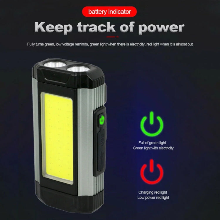 E-SMARTER K011 USB Rechargeable Repair Light With Magnet COB Strong Light Flashlight, Style: B Simple Silver by E-SMARTER