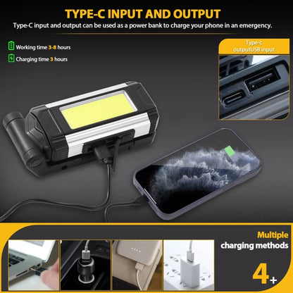 E-SMARTER K011 USB Rechargeable Repair Light With Magnet COB Strong Light Flashlight, Style: B Simple Silver by E-SMARTER