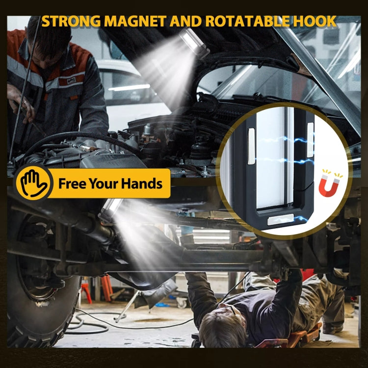 E-SMARTER K011 USB Rechargeable Repair Light With Magnet COB Strong Light Flashlight, Style: B Simple Silver by E-SMARTER