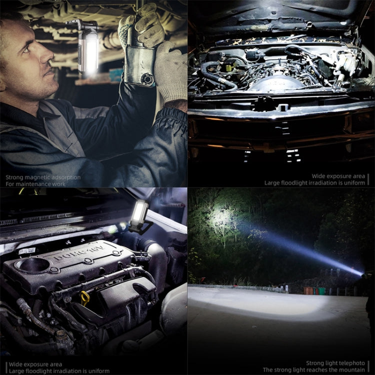 E-SMARTER K011 USB Rechargeable Repair Light With Magnet COB Strong Light Flashlight, Style: B Simple Silver by E-SMARTER