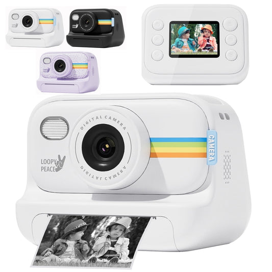 2.0-Inch LED Flash 1080P HD Recording Photo Printing Camera With 3-Rolls Paper, Color: Purple by buy2fix