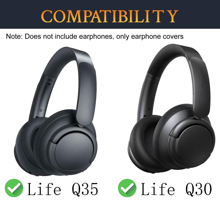2pcs For Anker Soundcore Life Q30/Q35 Earphone Covers(Ice Gel Black) - Earmuff & Pad by buy2fix | Online Shopping UK | buy2fix