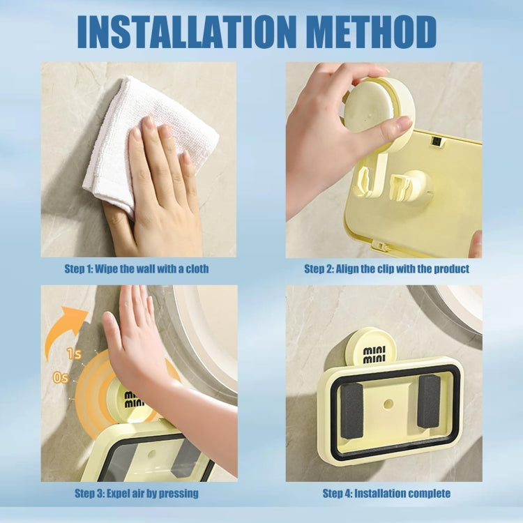 Shower Phone Holder Waterproof Rotatable Suction Cup Wall Mount Phone Case(Cream) - Shower & Wall Mounts by buy2fix | Online Shopping UK | buy2fix