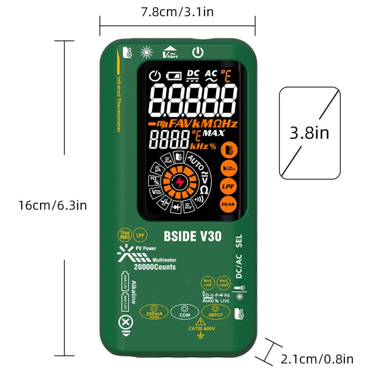 BSIDE V30 Intelligent Colorful Screen PV Multimeter Infrared Thermometer - Thermostat & Thermometer by BSIDE | Online Shopping UK | buy2fix