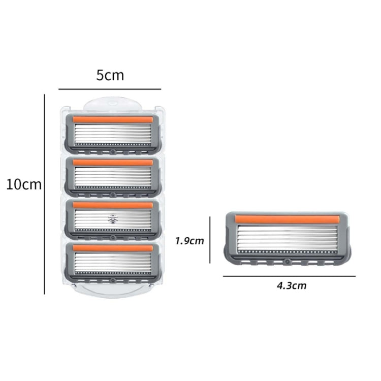 4pcs /Pack Six Blade OpenBack System Skin Razor Refills for Men - Shavers Parts by buy2fix | Online Shopping UK | buy2fix