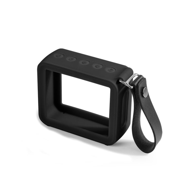 For JBL GO 2 Speaker Silicone Cover with PU Hand Strap Anti-lost Audio Protective Case(Black) - Protective Case by buy2fix | Online Shopping UK | buy2fix