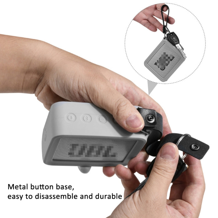 For JBL GO 2 Speaker Silicone Cover with PU Hand Strap Anti-lost Audio Protective Case(Black) - Protective Case by buy2fix | Online Shopping UK | buy2fix