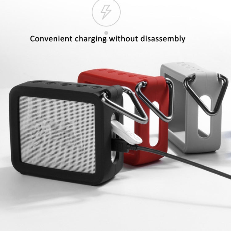 For JBL GO 2 Speaker Silicone Cover with PU Hand Strap Anti-lost Audio Protective Case(Red) - Protective Case by buy2fix | Online Shopping UK | buy2fix