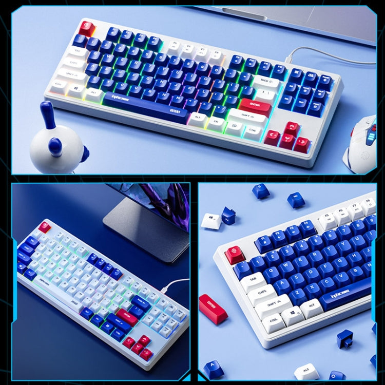 Inphic K902 Wired Keyboard 87 Keys Mute Light-up Mecha Office Home Gaming Computer Keyboard(Blue White) - Wired Keyboard by Inphic | Online Shopping UK | buy2fix