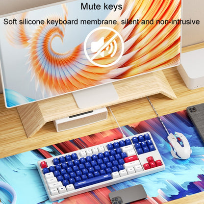 Inphic K902 Wired Keyboard 87 Keys Mute Light-up Mecha Office Home Gaming Computer Keyboard(Blue White) - Wired Keyboard by Inphic | Online Shopping UK | buy2fix