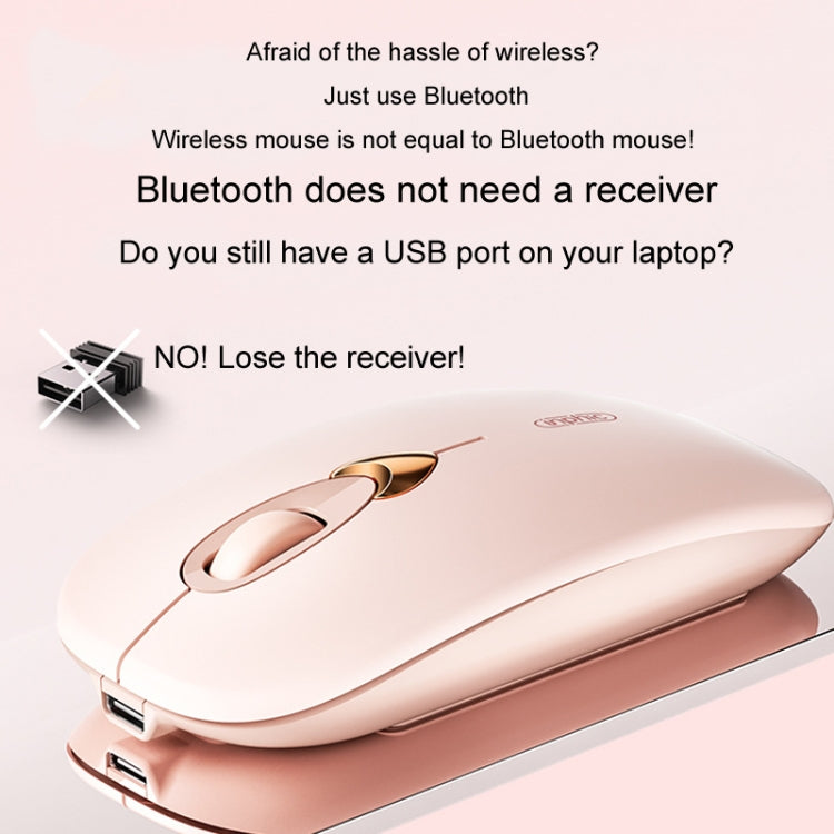 Inphic Q8 Gen 2 Bluetooth Mouse Wireless Silent Charging Office Business Girls Laptop Mouse(Milk Tea Color) - Wireless Mice by Inphic | Online Shopping UK | buy2fix