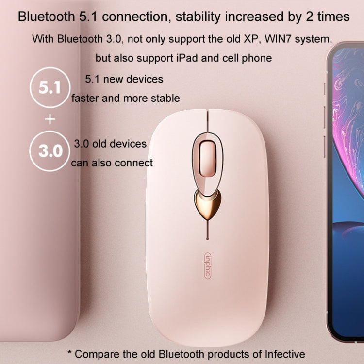 Inphic Q8 Gen 2 Bluetooth Mouse Wireless Silent Charging Office Business Girls Laptop Mouse(Milk Tea Color) - Wireless Mice by Inphic | Online Shopping UK | buy2fix