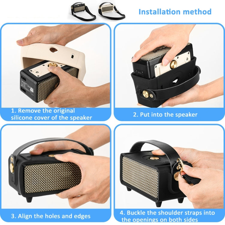 For Marshall Emberton II Speaker Silicone Protective Cover with Shoulder Strap Carrying Case(Beige) - Protective Case by buy2fix | Online Shopping UK | buy2fix