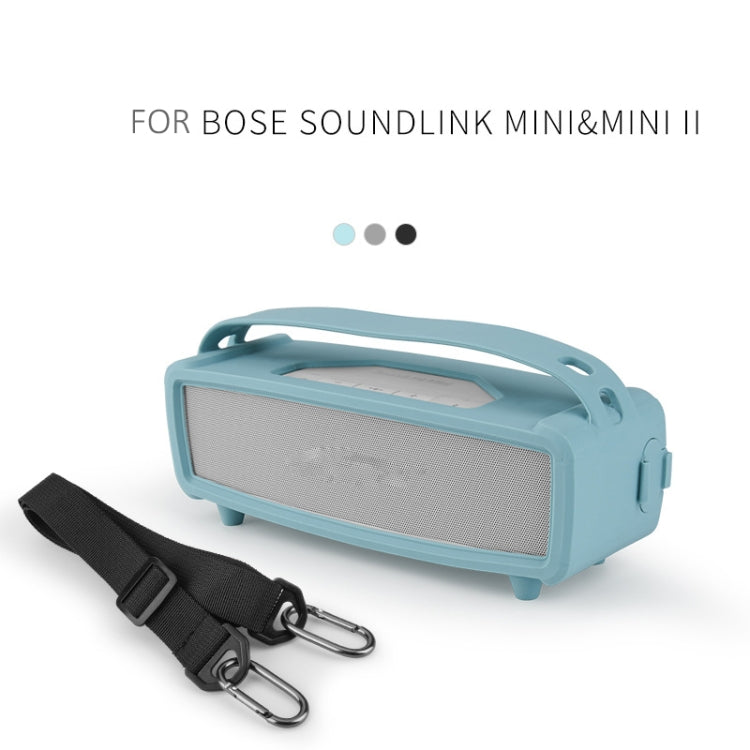 For Bose SoundLink Mini 1/2 Speaker Silicone Cover With Shoulder Strap Carrying Case(Blue) - Protective Case by buy2fix | Online Shopping UK | buy2fix