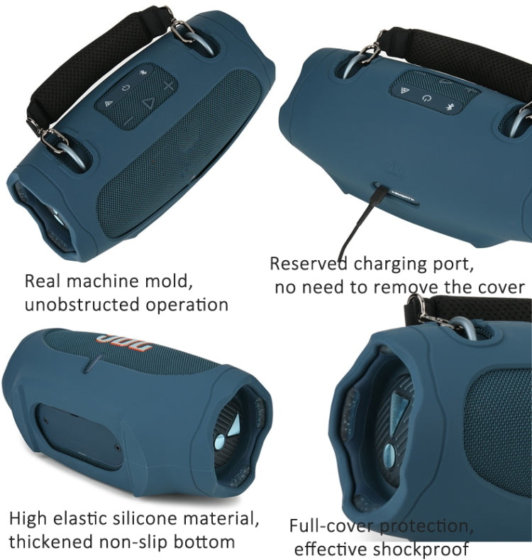 For JBL Xtreme 4 Speaker Silicone Case with Decompression Carrying Strap Portable Protective Shell(Blue) - Protective Case by buy2fix | Online Shopping UK | buy2fix