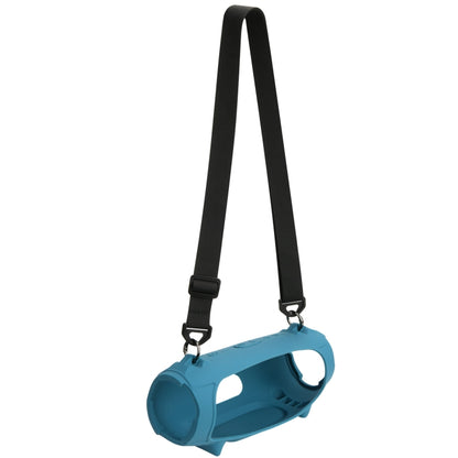 For JBL Charge 5 Speaker Silicone Case with Shoulder Strap Carrying Bag(Blue) - Protective Case by buy2fix | Online Shopping UK | buy2fix