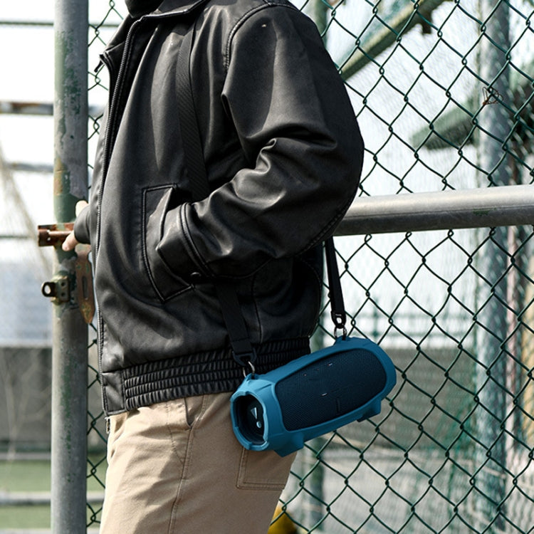 For JBL Charge 5 Speaker Silicone Case with Shoulder Strap Carrying Bag(Black) - Protective Case by buy2fix | Online Shopping UK | buy2fix