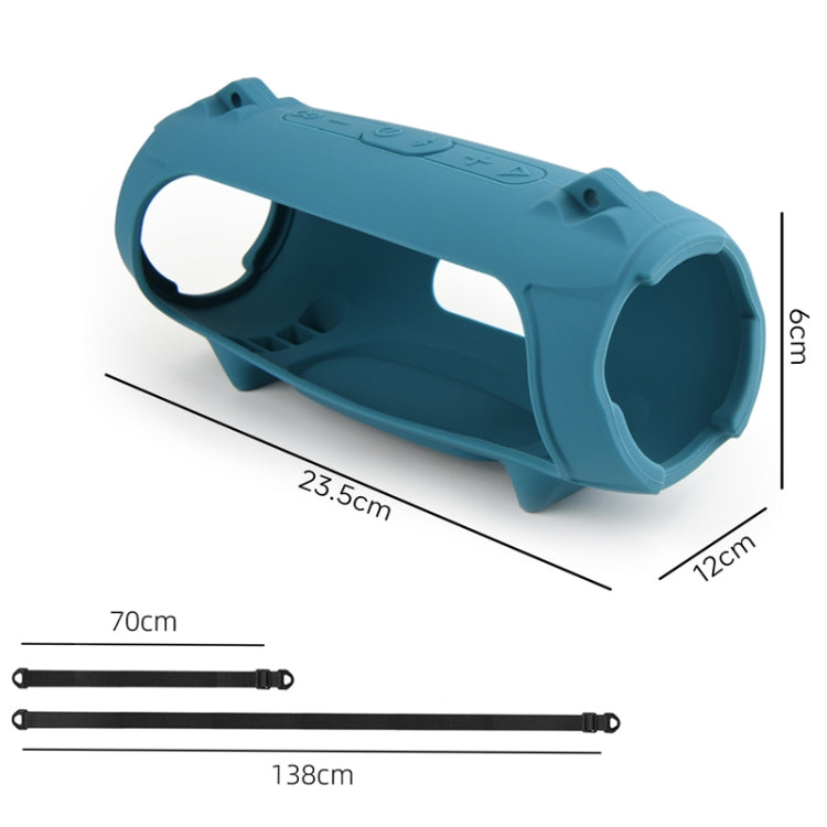 For JBL Charge 5 Speaker Silicone Case with Shoulder Strap Carrying Bag(Black) - Protective Case by buy2fix | Online Shopping UK | buy2fix