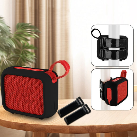For JBL Go 4 Speaker Silicone Cover With Fixing Strap for Bike Golf Cart(Red) - Protective Case by buy2fix | Online Shopping UK | buy2fix