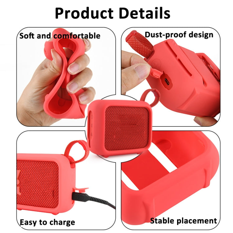 For JBL Go 4 Speaker Silicone Cover With Fixing Strap for Bike Golf Cart(Red) - Protective Case by buy2fix | Online Shopping UK | buy2fix