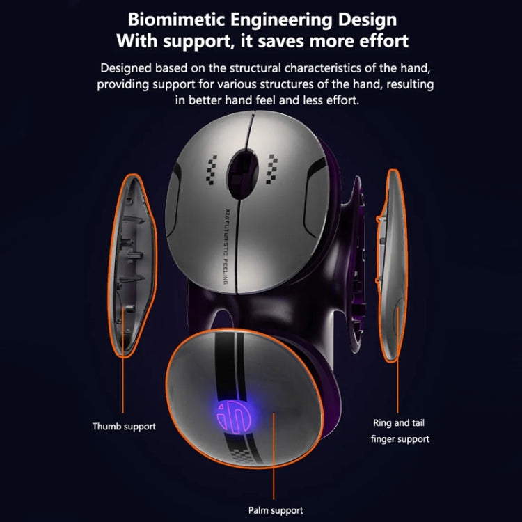Inphic X2 Bluetooth Wireless Mouse Tri-Mode Silent Rechargeable Office Gaming Laptop Mouse(Liquid Metal Gray) - Wireless Mice by Inphic | Online Shopping UK | buy2fix