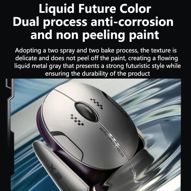 Inphic X2 Bluetooth Wireless Mouse Tri-Mode Silent Rechargeable Office Gaming Laptop Mouse(Liquid Metal Gray) - Wireless Mice by Inphic | Online Shopping UK | buy2fix