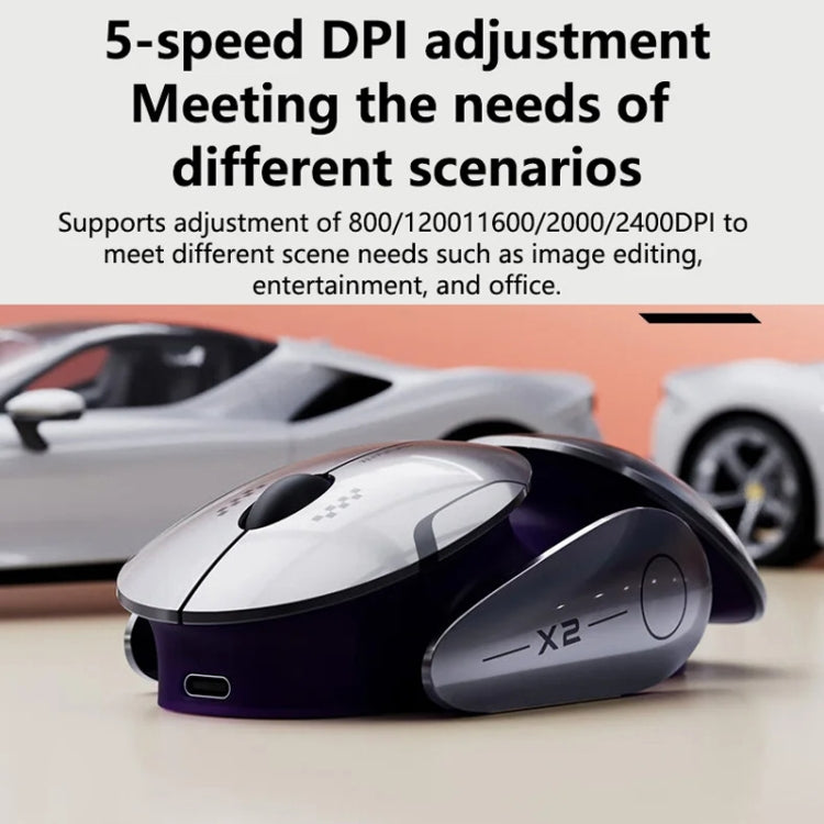Inphic X2 Bluetooth Wireless Mouse Tri-Mode Silent Rechargeable Office Gaming Laptop Mouse(Liquid Metal Gray) - Wireless Mice by Inphic | Online Shopping UK | buy2fix
