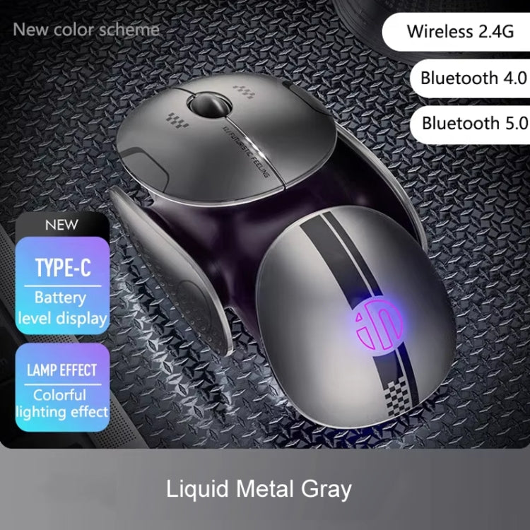 Inphic X2 Bluetooth Wireless Mouse Tri-Mode Silent Rechargeable Office Gaming Laptop Mouse(Liquid Metal Gray) - Wireless Mice by Inphic | Online Shopping UK | buy2fix