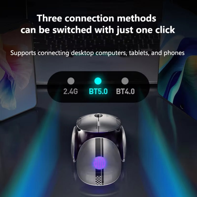 Inphic X2 Bluetooth Wireless Mouse Tri-Mode Silent Rechargeable Office Gaming Laptop Mouse(Liquid Metal Gray) - Wireless Mice by Inphic | Online Shopping UK | buy2fix