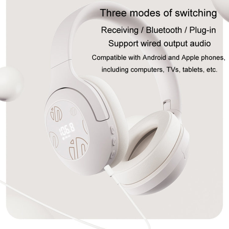 Inphic H1S Bluetooth Wireless Headphones Headset FM Listening Exam Hi-Res Audio Earphones(Khaki) - Headset & Headphone by Inphic | Online Shopping UK | buy2fix