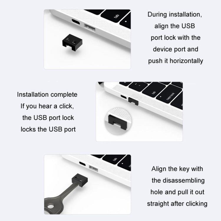 USB Removable Sealing Plug Ddustproof Hidden Anti-Theft Safety Lock(10 Plug+1 Key) - Anti-Dust Plugs by buy2fix | Online Shopping UK | buy2fix