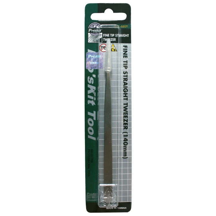ProsKit 1PK-105T Stainless Steel Anti-magnetic Tweezer Precision Straight Pointed Pincette 140mm by ProsKit