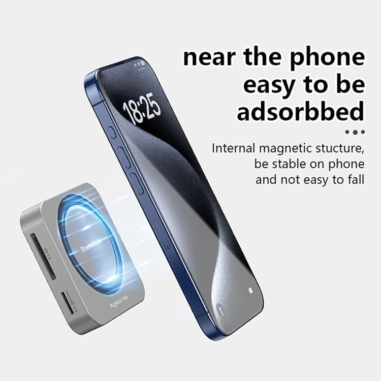 Blueendless 8-In-1 Magnetic HUB With M.2 NVMe/SATA SSD Enclosure (HDMI+PD100W+USB-C/Type-C 3.2+USB-A 3.2+SD+TF+AUX) - HDD Enclosure by Blueendless | Online Shopping UK | buy2fix