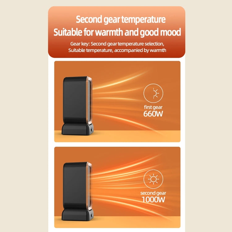 1000W High-power Household Heater Small Desktop Ceramic PTC Heating Heater, Spec: EU Plug(Black) by buy2fix