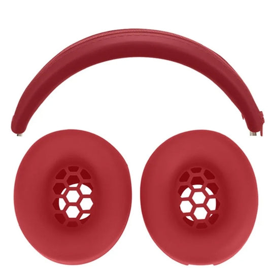 For Beats Studio Pro Headphones Silicone Ear Cushion + Headband Cover Set(Red)