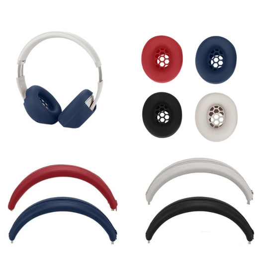 For Beats Studio Pro Headphones Silicone Ear Cushion + Headband Cover Set(Black) - Earmuff & Pad by buy2fix | Online Shopping UK | buy2fix