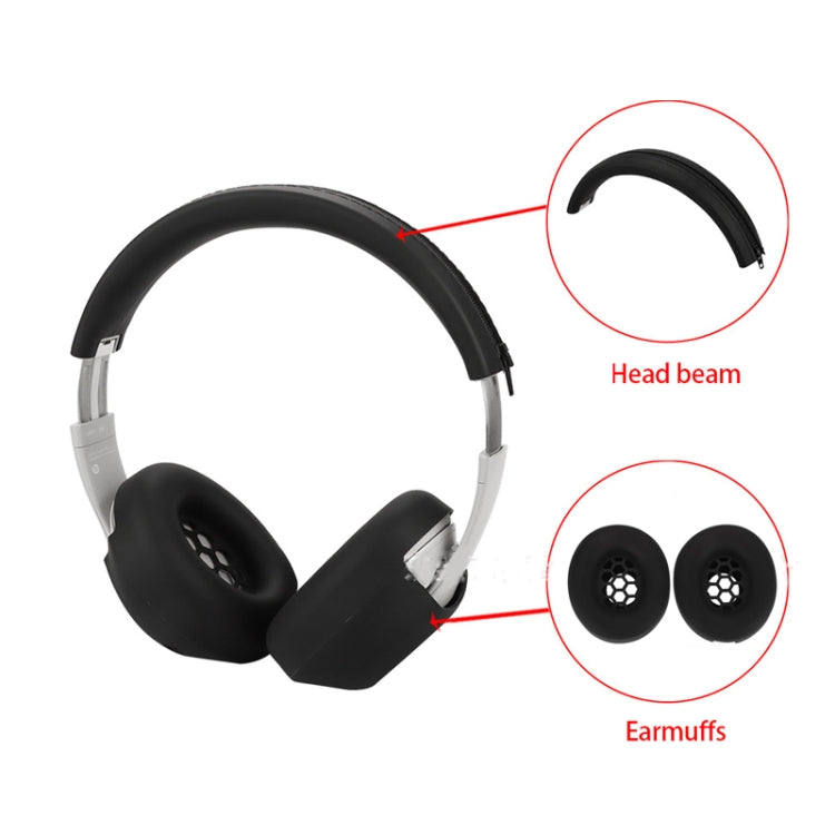 For Beats Studio Pro Headphones Silicone Ear Cushion + Headband Cover Set(Black) - Earmuff & Pad by buy2fix | Online Shopping UK | buy2fix