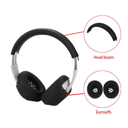 For Beats Studio Pro Headphones Silicone Ear Cushion + Headband Cover Set(Black) - Earmuff & Pad by buy2fix | Online Shopping UK | buy2fix