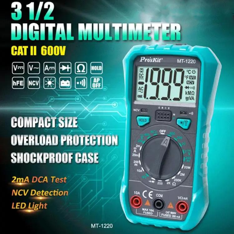ProsKit MT-1220-C 3-1/2 Burn-Proof Digital Intelligent Multimeter - Current & Voltage Tester by ProsKit | Online Shopping UK | buy2fix