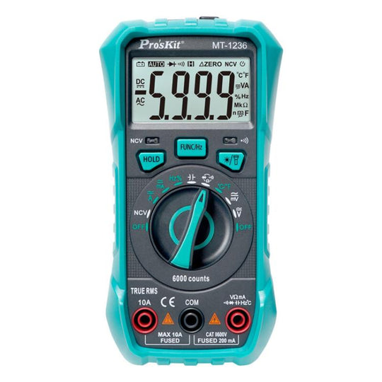 ProsKit MT-1236-C 3-5/6 True-RMS Digital Multimeter For ACA, ACV, DCA, DCV, Frequency, Cycle Duty, Diode Test(Green)