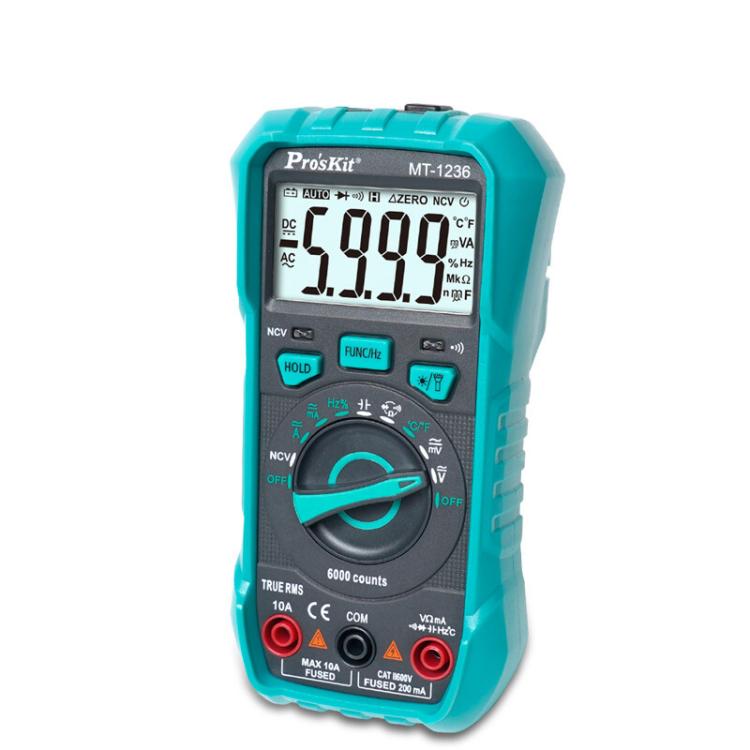 ProsKit MT-1236-C 3-5/6 True-RMS Digital Multimeter For ACA, ACV, DCA, DCV, Frequency, Cycle Duty, Diode Test(Green) - Digital Multimeter by ProsKit | Online Shopping UK | buy2fix