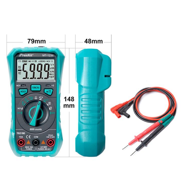 ProsKit MT-1236-C 3-5/6 True-RMS Digital Multimeter For ACA, ACV, DCA, DCV, Frequency, Cycle Duty, Diode Test(Green) - Digital Multimeter by ProsKit | Online Shopping UK | buy2fix