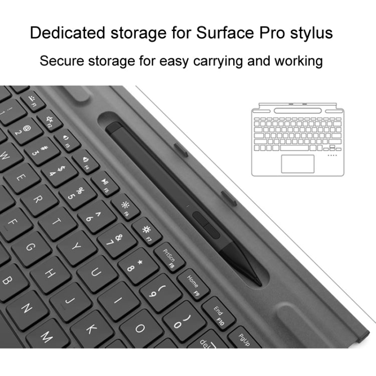 For Microsoft Surface Pro 8 / 9 / 10 / 11 / X Bluetooth Keyboard Magnetic Tablet Wireless Touch Backlit Keyboard With Pen Slot(Gray) - Others Keyboard by buy2fix | Online Shopping UK | buy2fix