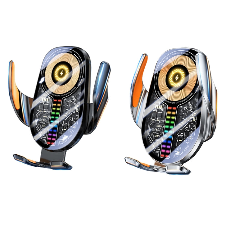 15W Car Sound Pickup Atmosphere Light Wireless Mobile Phone Charging Stand(Black) by buy2fix