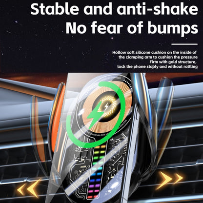 15W Car Sound Pickup Atmosphere Light Wireless Mobile Phone Charging Stand(Silver) by buy2fix